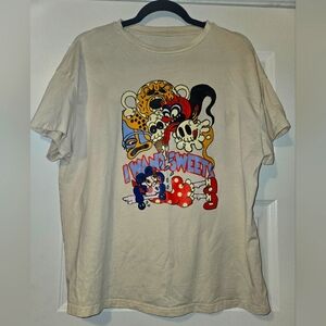 Cream Graphic T-Shirt (I Want Sweets), Size M, no tag showing size